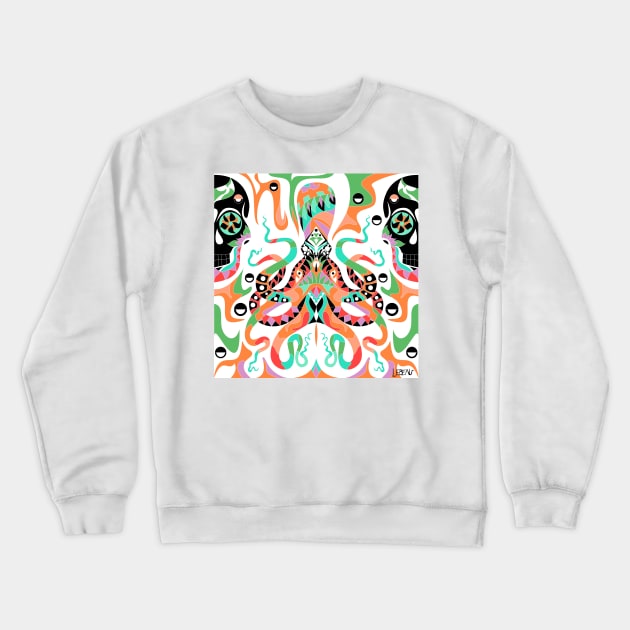 the squid kraken in skeleton pattern arts Crewneck Sweatshirt by jorge_lebeau